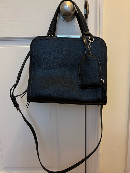 Calvin Klein Handbags - NWOT Calvin Klein Black Leather Top-Handle/ Crossbody Bag with small charm